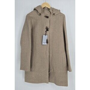NWT Cinzia Rocca Due Beige 77% Wool Duffel Designer Coat Made In Italy Womens 10